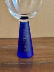 Modernist La Cereza 12oz Wine Glasses – Clear w/Satin Blue Glass Stems – Set 2