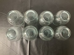 (8) Vintage Libbey Aqua Tempo Blue Glass Tumblers Stemless Wine 4-1/2″ T & Rack
