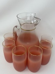 West Virginia Glass-Weston, WV Set of Blendo MCM pink ombre Glasses with Pitcher
