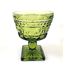 8 Indiana Glass Park Lane Wine Water Sherbet Dessert Goblets 70s Avocado Green