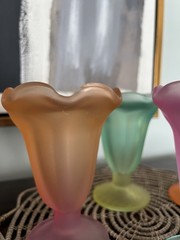 Libbey Ka-Dinks Pastel Ombre Sundae Parfait Glasses Set 4 Frosted Vintage
