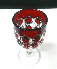 Model Flint Glass Co, Ruby Stain, Gem, Wine, Qty 1, USA, c 1892, EAPG, VgCd