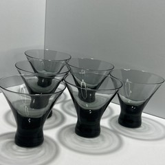 6 Vintage Morgantown Normandie Smoke Glass Martini Cocktail – Dessert Glasses