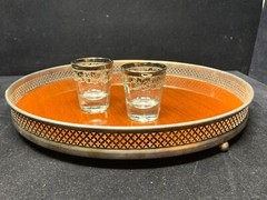 Cool Pair of MCM Dorothy Thorpe Silver Fade Grapes Pattern Shot Glasses