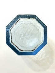 LIBBEY Set of 3 Facets Light Blue Rocks Old Fashioned Glass 3.5” tall Textured