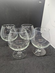Vintage Mouth Blown Snifter Set of 4 Whiskey Brandy Glass 5″ Tall – 16 oz