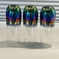Lot 3 Vintage Skinny Glasses Wildly Iridescent Iridescence Retro Chic Champagne