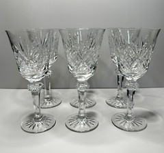 Set Of 6 Cristallerie Lorraine France Cut Crystal Sherry White Wine Glasses 7” T