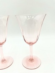 Set of 2 Tiffin Franciscan Pink Depression Glass Wine Glasses