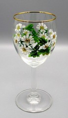 Royal Worcester WORCESTER HERBS Feverfew Wine Glass Botanical Florals Gold Trim