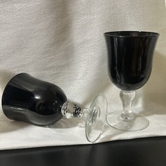 4 Martello Black Iced Tea Goblet Glasses 7” Libbey HTF EUC Textured Stem 8 Avail