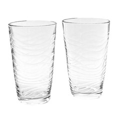 6 Vintage Libbey Orbita Cooler Glasses 18oz Clear Swirl Wavy Textured Tumblers