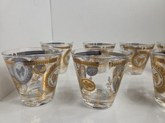 Georges Briard mid-century modern cocktail glasses 22kt Gold Motif Set Of 8