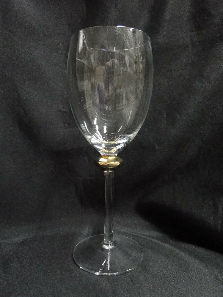 Luminescence L1U1, Gold Wafer on Stem: Water or Wine Goblet (s), 9 1/8″ Tall