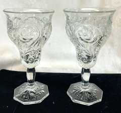 2 McKEE Rock Crystal STEM WATER GOBLETS 6 3/4″ Excellent 1915-1944