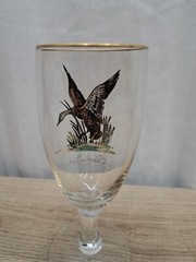 VTG 1950’s Carwin Cordial Glass Painted Wild Game «BLACK DUCK» Gold Rim