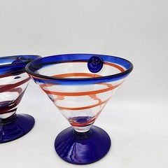 Royal Caribbean Martini Dessert Glasses Set Of 2 Kosta Boda Hand Blown Spiral