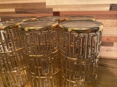 6 VTG Imperial Glasses Shoji Trellis 22K Gold Glass Tumbler Highball 5.75″ USA!