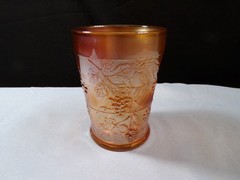 Fenton Marigold Carnival Glass Floral & Grape Tumbler