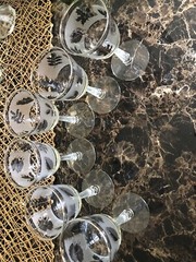 VTG Libbey Frosted Silver Leaf/Foliage 8 oz Wine Glasses/Goblets. Set Of 6