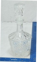 Vintage Lead Crystal 10” Decanter, Diamond Cut Glass Octagon Shape, EUC!