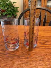 VTG Pair of Romanian Stained Glass Mosaic 16 oz. Tumblers