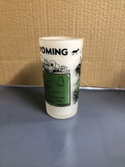 Hazel atlas frosted glass vintage old Wyoming 5”Tumbler Antique Travel State