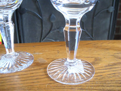 Set of 2 Royal Crown Derby Crystal 7 1/8″ Floral Acid Etched Water Goblets