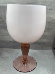 Vintage Carlo Moretti Murano Cased White Pink Blush Wine Glass 10” Italy