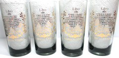 Vintage Anchor Hocking Glass Tumblers SET OF 4 Libra Zodiac Smokey Gray Gold