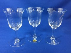 BOHEMIA CRYSTAL Clear Plain 5 1/2″ CLARET WINE GLASSES Czechoslovakia SET OF 3