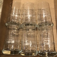 SET 6 ETCHED SCHOONER, BOAT, CLIPPER SHIP TALL GLASSES-See all Pics