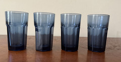 Set Of 3 Libbey Gibraltar Dark Blue Tumblers.#12