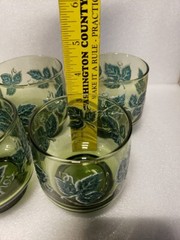 6 Vtg~Libbey~Avocado Green~Raised/Textured Ivy Leaves~8oz~3.35T Glasses(DR35)