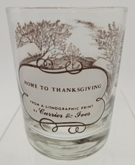 Vintage Currier and Ives Lowball Drinking Glass Barware ‘Home to Thanksgiving’