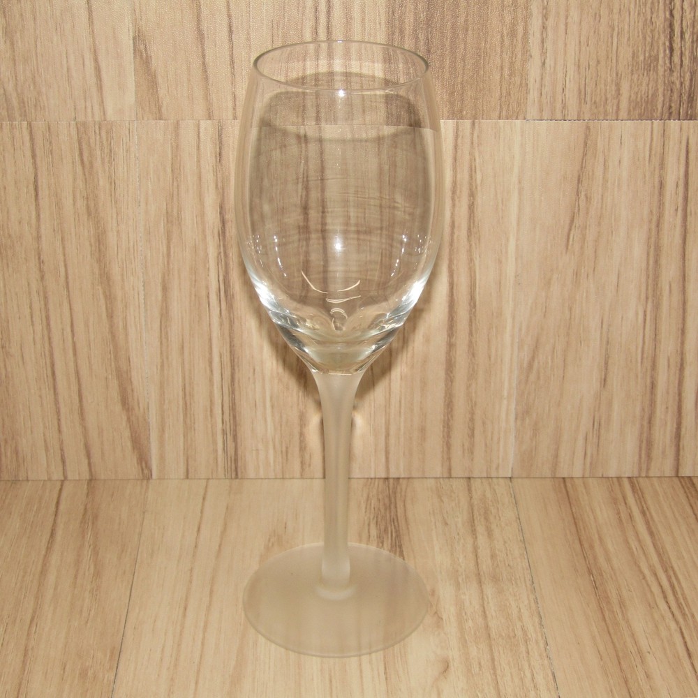 Vintage Art Deco Crystal Wine Glass Satin Frosted Stem 8.25″ Tall