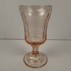 Indiana Glass Pink Recollection Water Goblet Madrid Pattern Approx 10oz 6 1/2”.