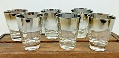 6 Vintage DOROTHY THORPE Silver Rim Bar Glasses 5 1/2 oz Mid Century MCM