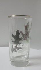 Libbey High Ball Glasses – Golden Oak Leaves with Gold Rim – Set of 2