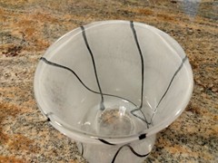 Translucent White and Black Hand Blown Art Glass 4.25″ Tumbler