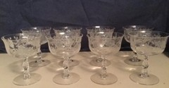 Vintage Fostoria Willowmere Clear Glass Low Sherbet Etched Roses 4 1/2″ High