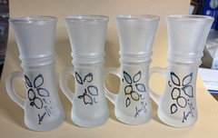 Vintage Bohemian Style Hand Cut Cristal Frosted Cordial Glasses Set 4 Signed
