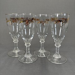 Lifetime Prairie Gold Wheat Juice Glasses 5 3/4″ Set of 4 Gold Trim MCM