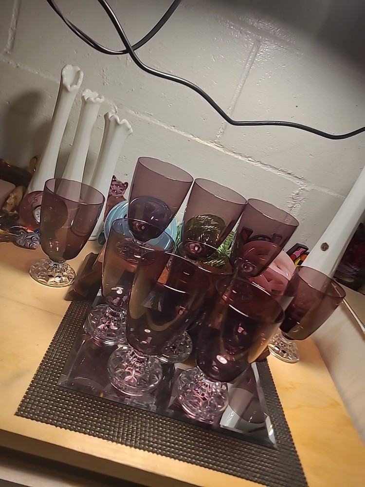Fostoria Glass Amethyst AMERICAN LADY 5 1/2 Inch 12 Oz ICE TEA TUMBLER Set Of 5