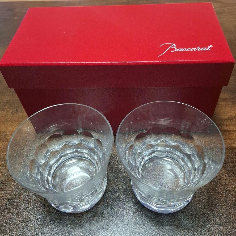Baccarat Lucia 2013 Rock Glass Pair Set 2 pcs Crystal Made in France w/Box