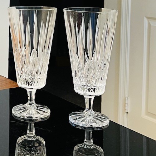2 VTG Caitlin by Godinger Shannon Crystal Iced Tea Goblet Glasses Discontinued