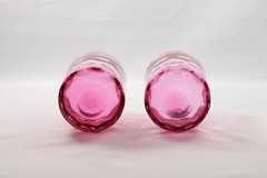 CRANBERRY GLASS INVERTED THUMBPRINT DOT OPTIC 3.75″ TUMBLERS-6 PCS