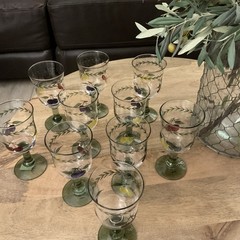 NEW Rare VILLEROY & BOCH French Garden Set Of TEN Hand Painted Glasses Goblets