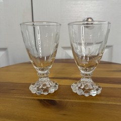 2 VTG Anchor Hocking Berwick Boopie Juice/Wine Glasses 4-1/2” Tall Floral Etched