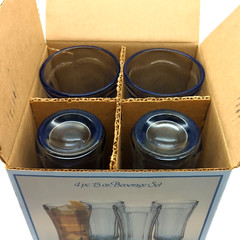 Indiana Glass Recollection Blue 15 oz Tumblers Drinking Glasses Set of 4